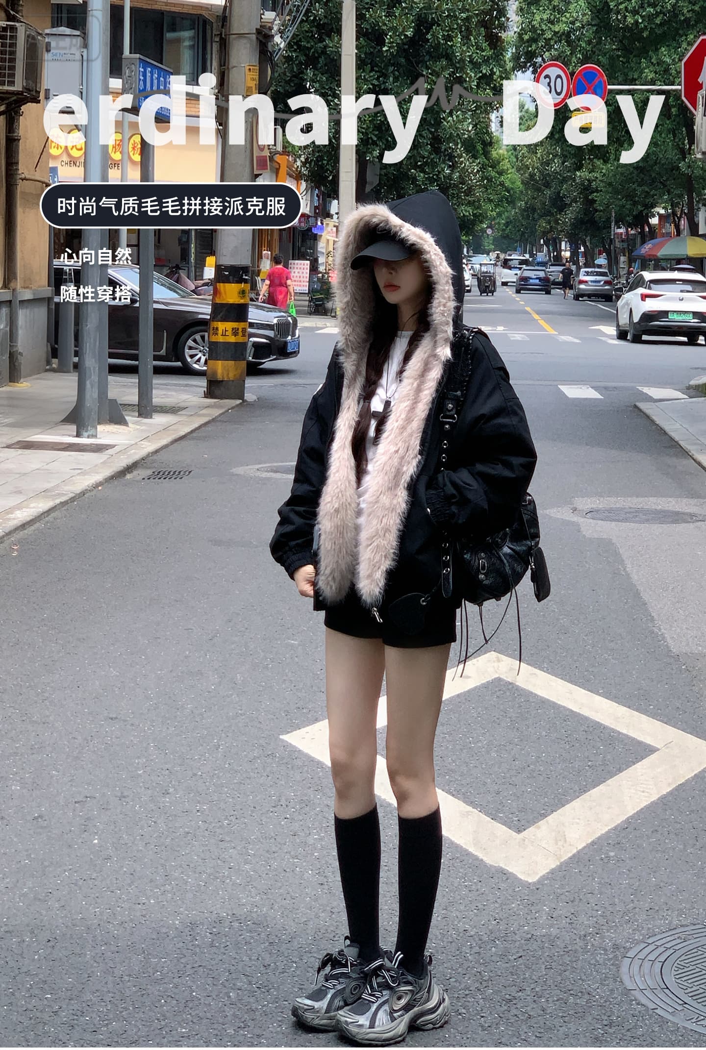 좌 산 조각 플리스 후드 면 의류 남녀 겨울 아메리칸 디자인 센스 두꺼운 면 옷 상세 이미지 1