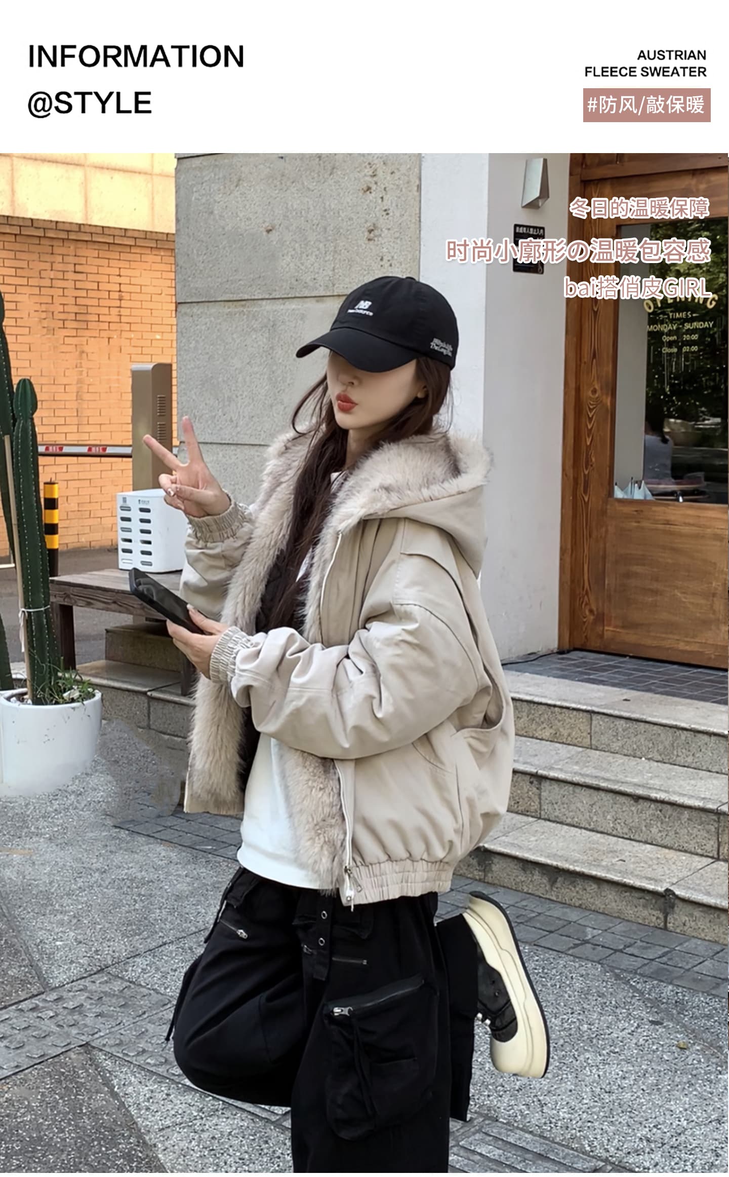 좌 산 조각 플리스 후드 면 의류 남녀 겨울 아메리칸 디자인 센스 두꺼운 면 옷 상세 이미지 3