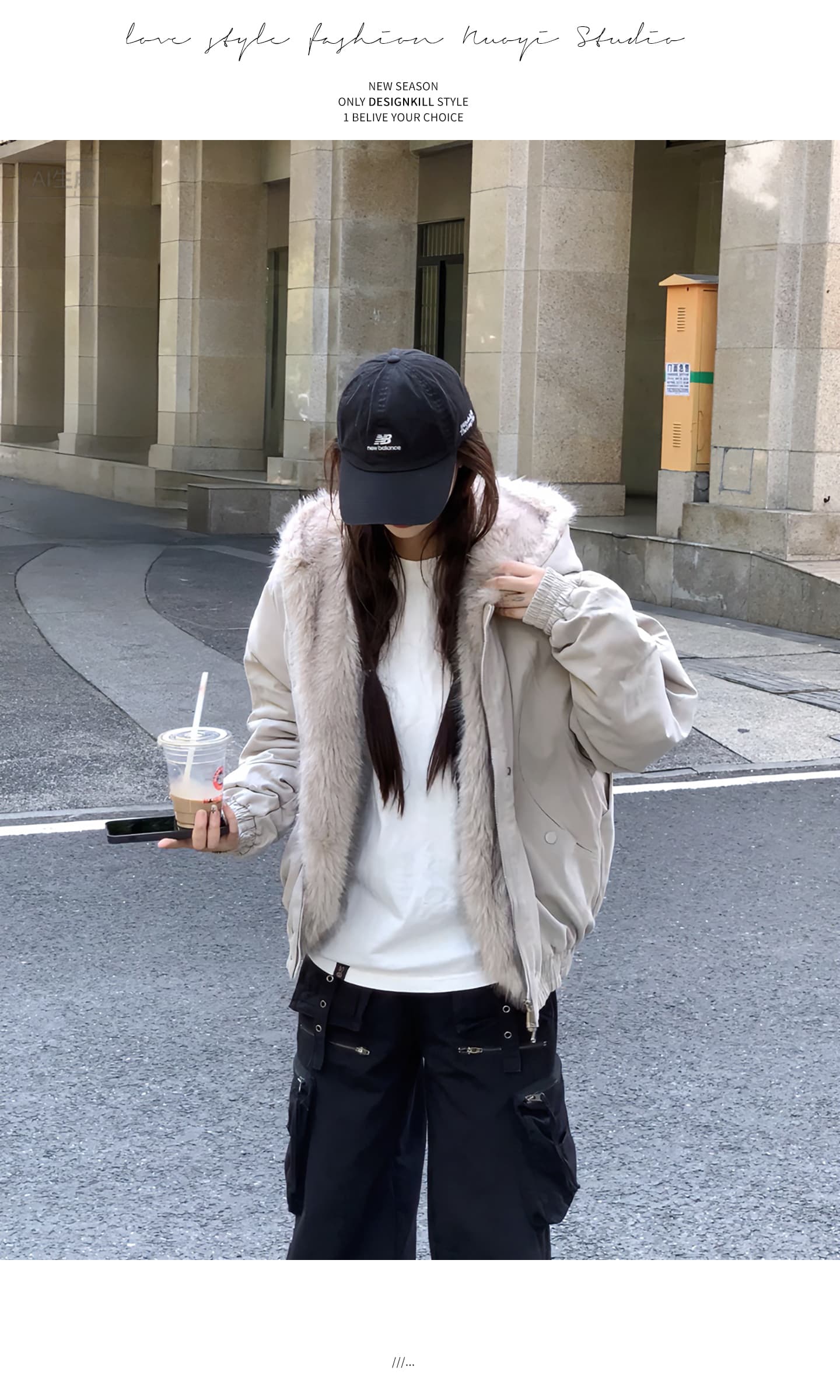좌 산 조각 플리스 후드 면 의류 남녀 겨울 아메리칸 디자인 센스 두꺼운 면 옷 상세 이미지 7