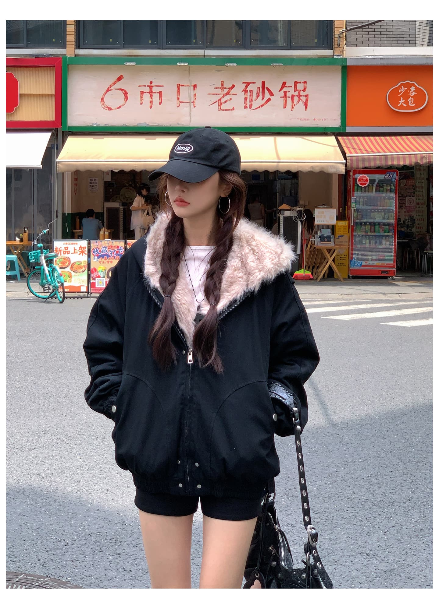 좌 산 조각 플리스 후드 면 의류 남녀 겨울 아메리칸 디자인 센스 두꺼운 면 옷 상세 이미지 12