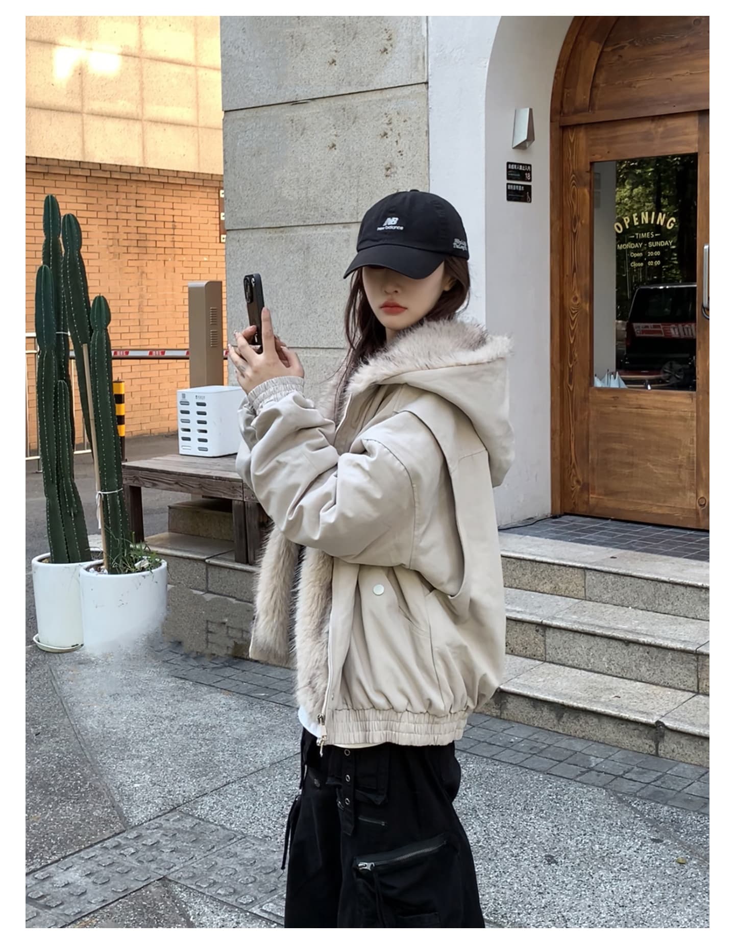 좌 산 조각 플리스 후드 면 의류 남녀 겨울 아메리칸 디자인 센스 두꺼운 면 옷 상세 이미지 26