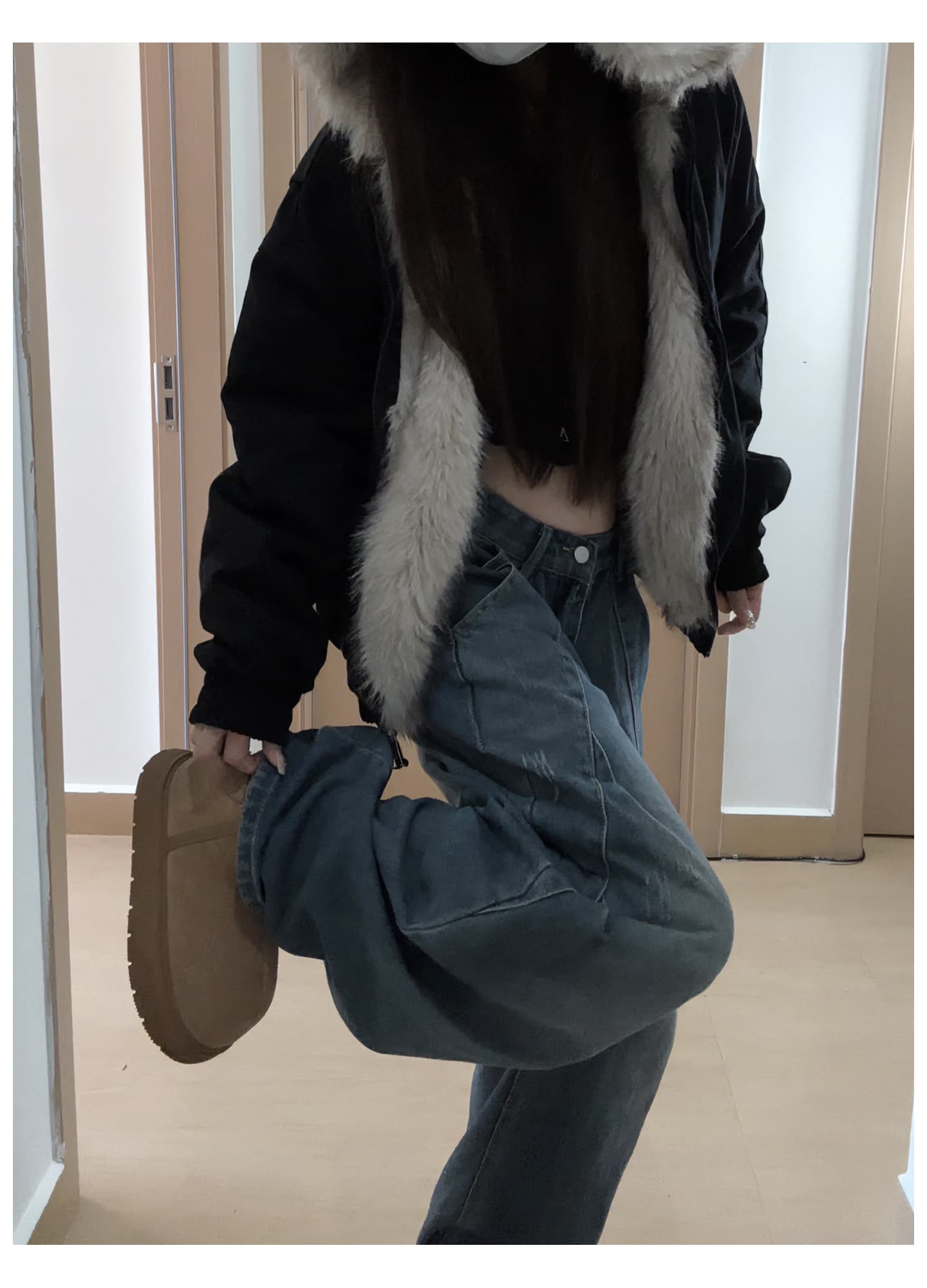 좌 산 조각 플리스 후드 면 의류 남녀 겨울 아메리칸 디자인 센스 두꺼운 면 옷 상세 이미지 35