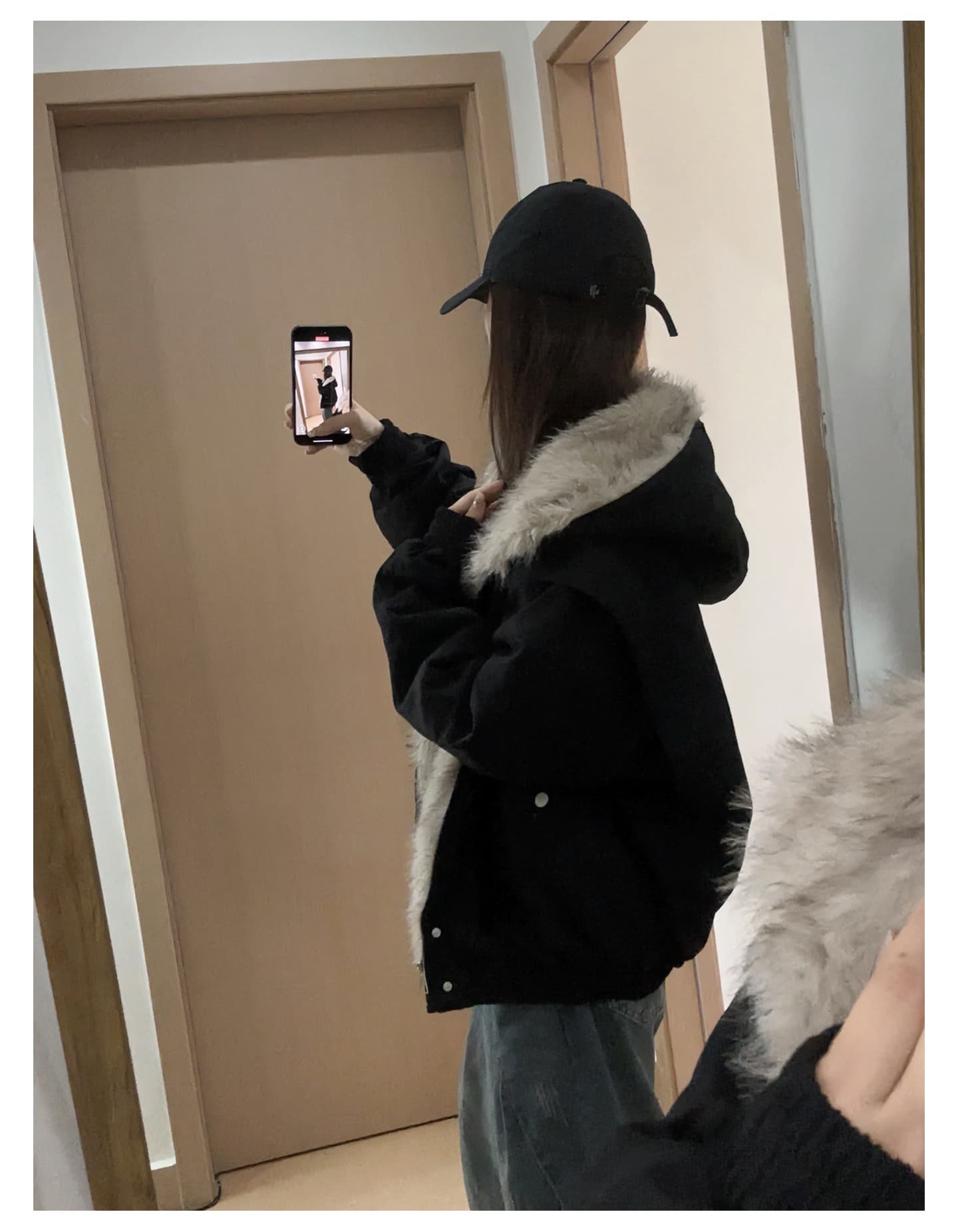 좌 산 조각 플리스 후드 면 의류 남녀 겨울 아메리칸 디자인 센스 두꺼운 면 옷 상세 이미지 39