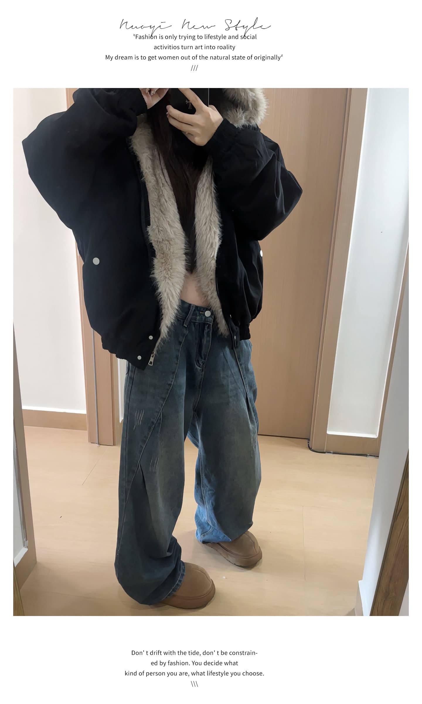 좌 산 조각 플리스 후드 면 의류 남녀 겨울 아메리칸 디자인 센스 두꺼운 면 옷 상세 이미지 40