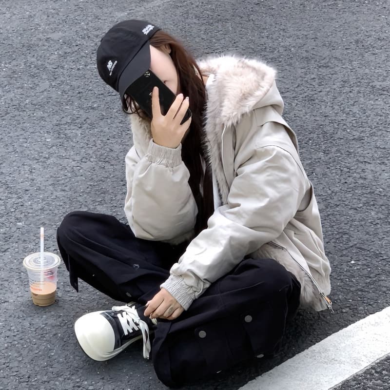 좌 산 조각 플리스 후드 면 의류 남녀 겨울 아메리칸 디자인 센스 두꺼운 면 옷 이미지 4