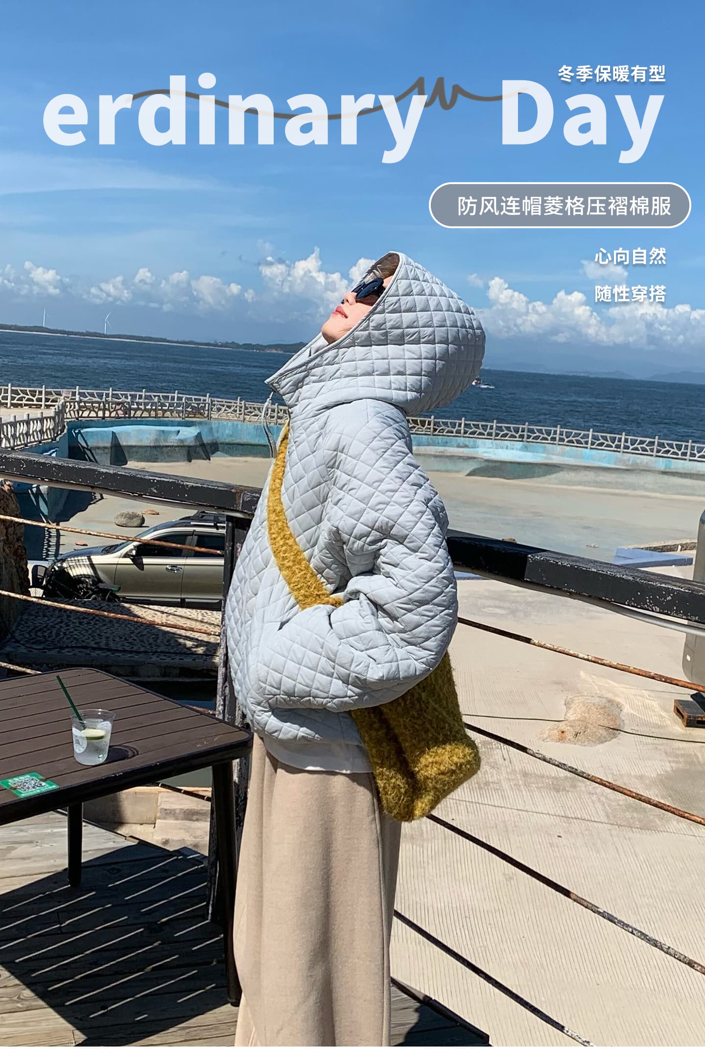 장 베이 베이 얇고 가벼운 버블 푸 링 그리드 후드 면 의류 루즈핏 슬림해 보이는 보온 한 부서 ins 바람 학생 면 옷 재킷 상세 이미지 1