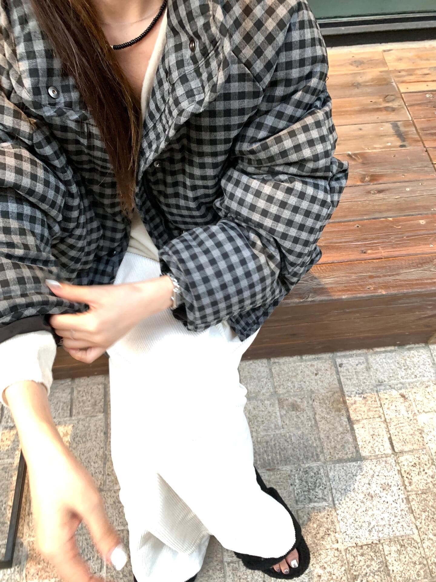 레트로 체크무늬 면직물 다운 재킷 여성 2026 겨울 새로운 쇼트 스타일 스탠드 칼라 루즈핏 보온 다운 코튼 외투 상세 이미지 18