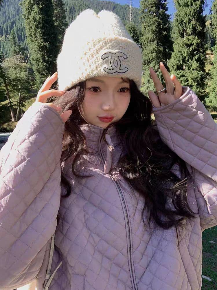 장 베이 베이 얇고 가벼운 버블 푸 링 그리드 후드 면 의류 루즈핏 슬림해 보이는 보온 한 부서 ins 바람 학생 면 옷 재킷 상세 이미지 22