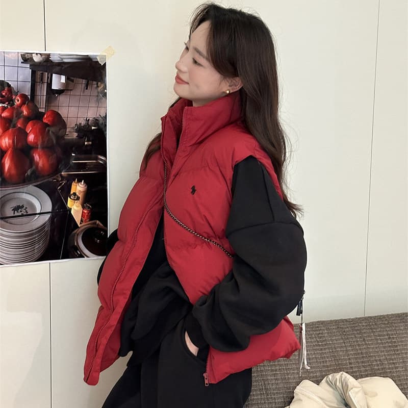 한 부서 다운 코튼 베스트 여자 스택 착용 어깨 외부 가져 가라. 가을 겨울 보온 두꺼운 패딩 재킷 조끼 조끼 자켓