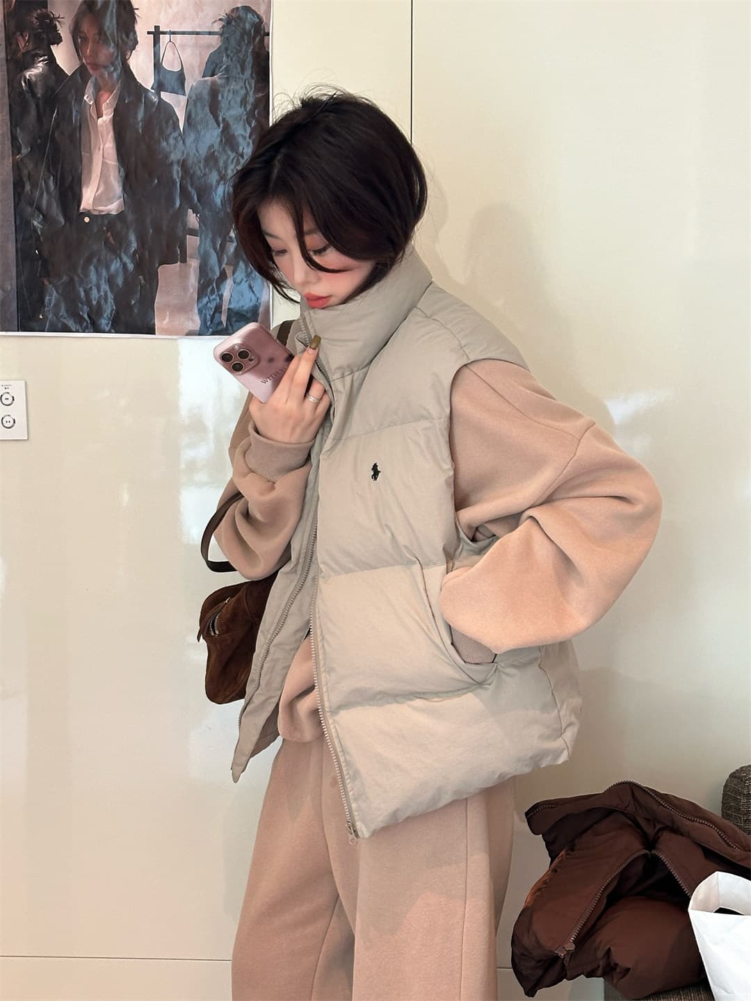 한 부서 다운 코튼 베스트 여자 스택 착용 어깨 외부 가져 가라. 가을 겨울 보온 두꺼운 패딩 재킷 조끼 조끼 자켓 상세 이미지 11