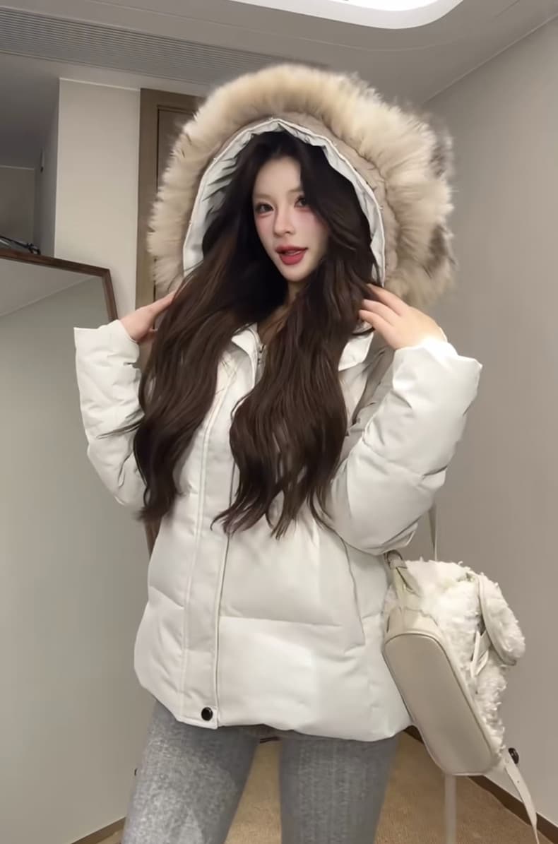 2026 년 새로운 허리 수축 아래 면화 의류 여성 짧은 큰 모피 칼라 작은 키 두꺼운 몸매 가꾸기 목화 진딧물 겨울 재킷 이미지 2