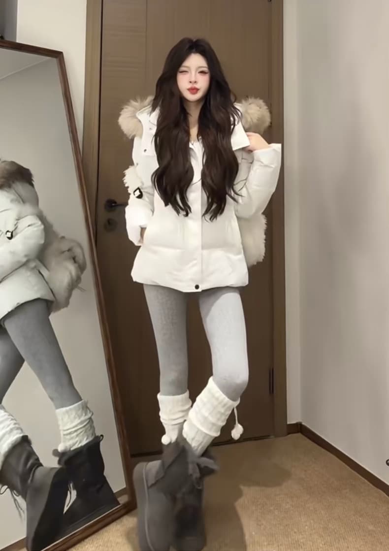 2026 년 새로운 허리 수축 아래 면화 의류 여성 짧은 큰 모피 칼라 작은 키 두꺼운 몸매 가꾸기 목화 진딧물 겨울 재킷 상세 이미지 12
