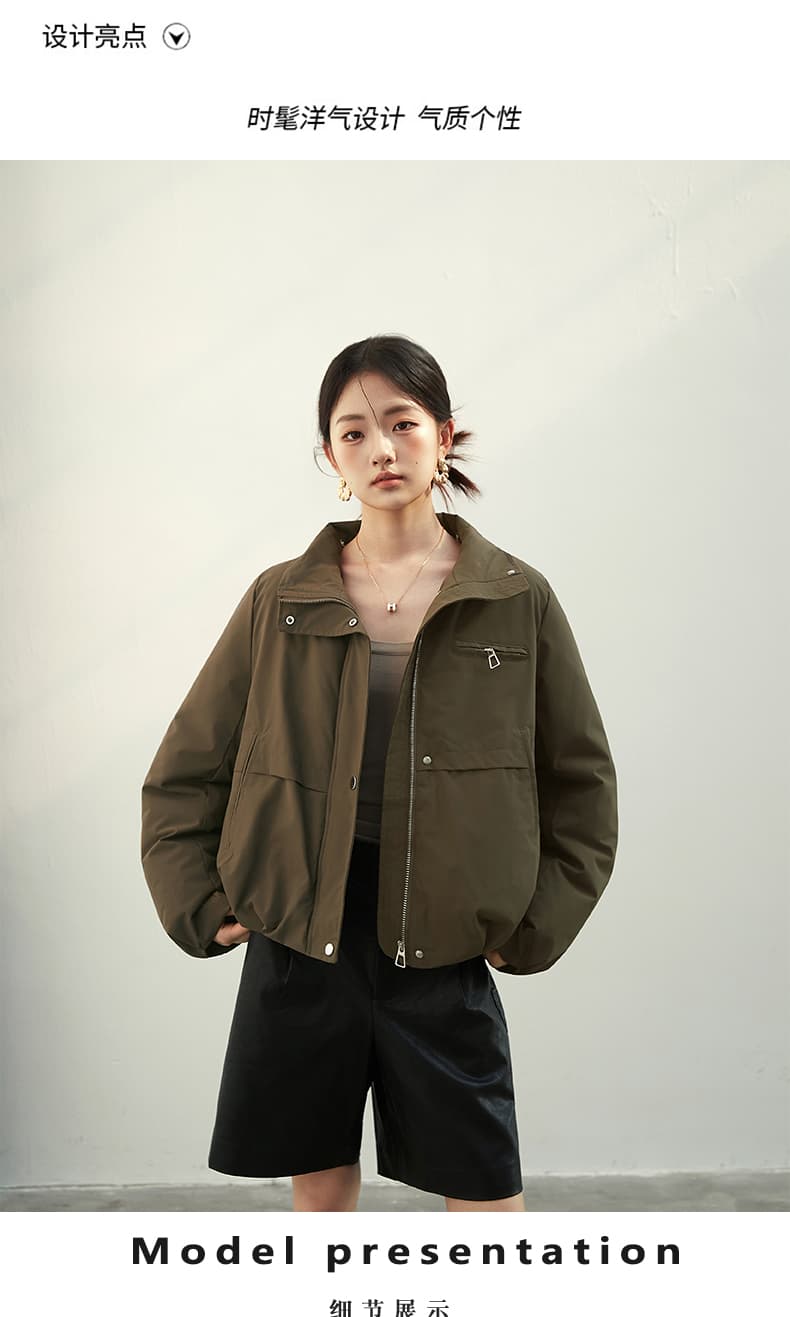 2026 새로운 모방 여우 모피 칼라 아래 면화 의류 여성 짧은 패션 루즈핏 두꺼운 Parker 세트 상세 이미지 4