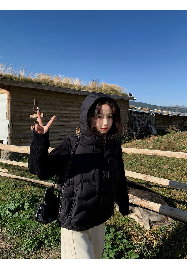 장 베이 베이 ibell 압력 접착제 서두르다 푹신한 연령 감소 보온 니트 패치워크 빛 아래 면화 의류 여성 코트 상세 이미지 88