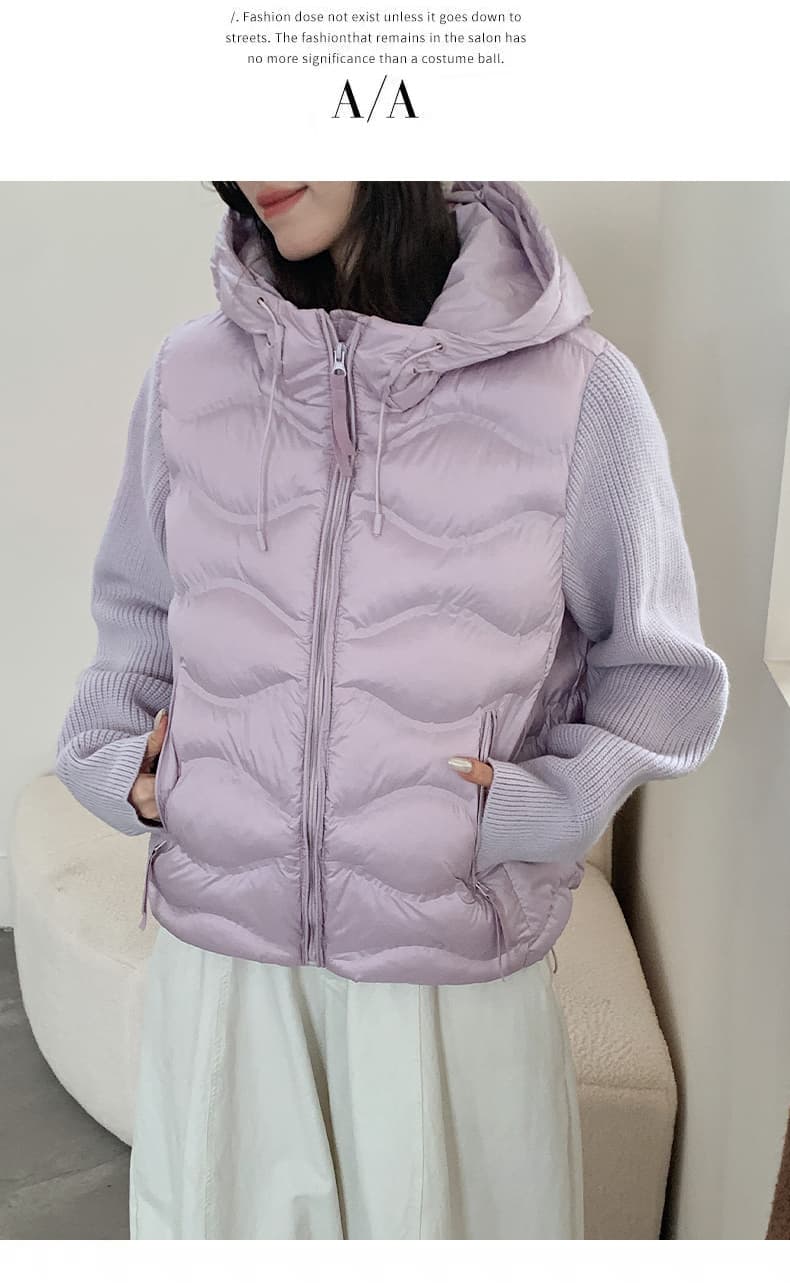 장 베이 베이 ibell 압력 접착제 서두르다 푹신한 연령 감소 보온 니트 패치워크 빛 아래 면화 의류 여성 코트 상세 이미지 22