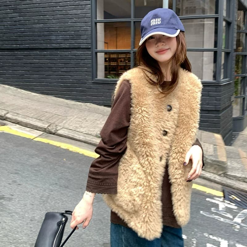 유럽 니켈 베스트 환경 보호 모피 피모 하나 다용도 민소매 조끼 가을 겨울 보온 모피 베스트 여성 코트