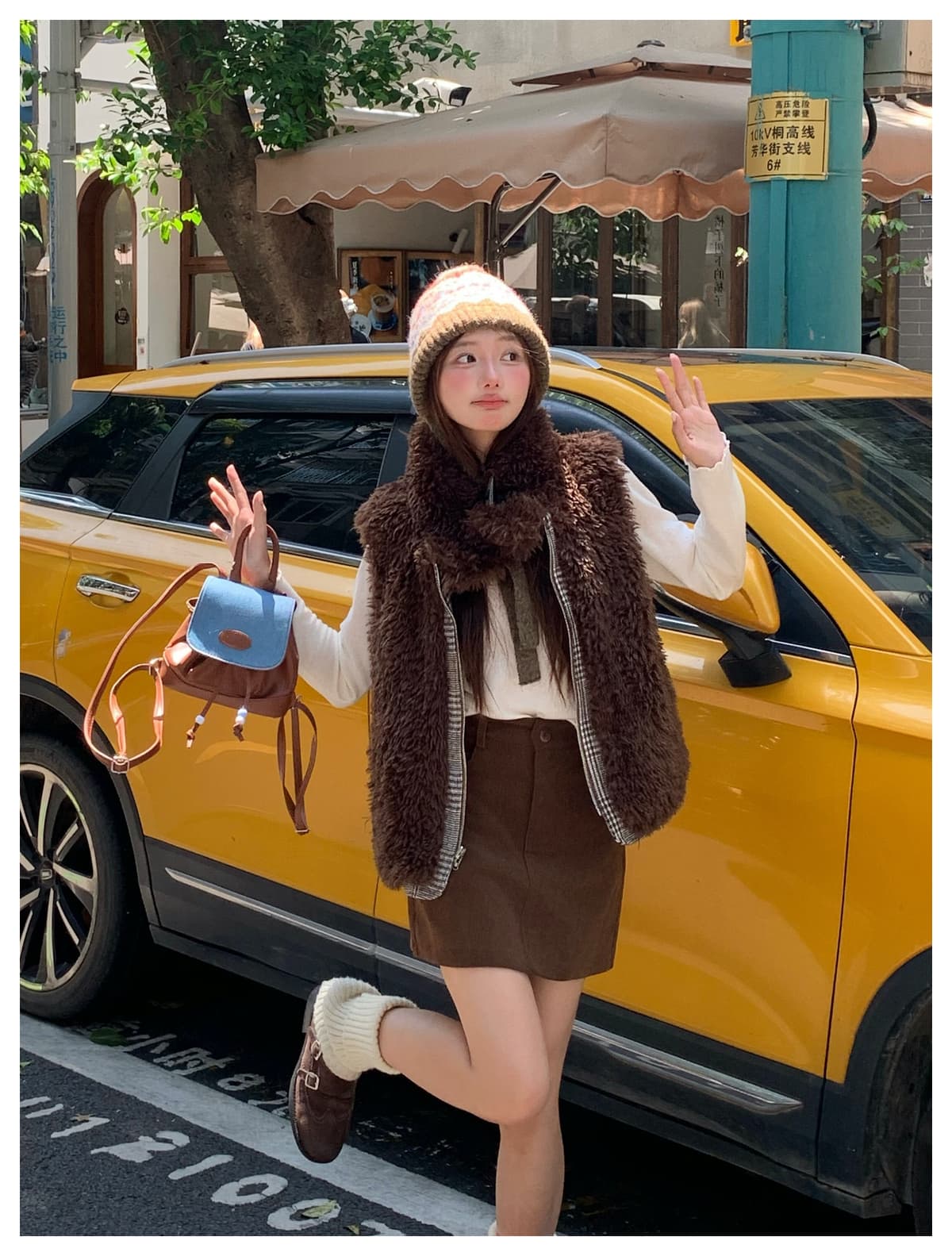 가을 겨울 새로운 양면 착용 천 그리드 버드 폴로 칼라 플리스 면 옷 베스트 조끼 여성 짧은 보온 한 부서 재킷 상세 이미지 20