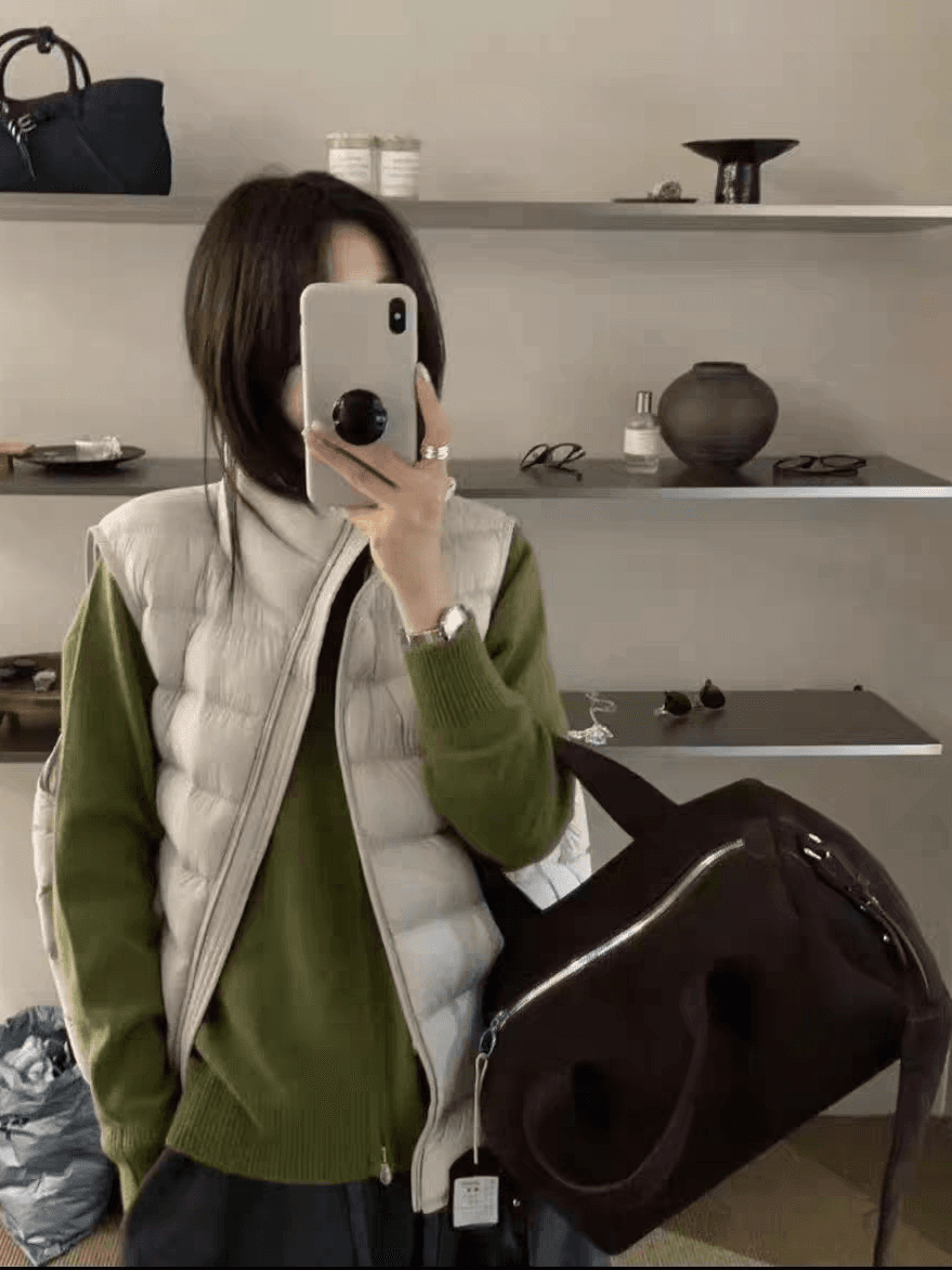 얇고 가벼운 갈비 살 다운 코튼 베스트 여성 짧은 가을과 겨울 얇고 가벼운 보온 익스트림 제인 도파민 스탠드 칼라 베스트 상세 이미지 13