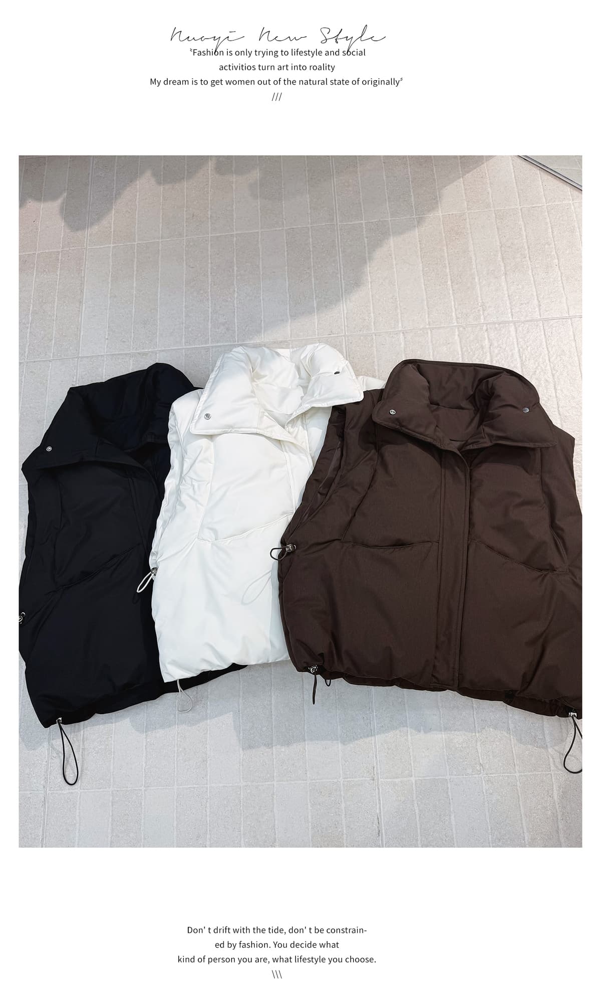 슈퍼 잘 생긴 크림 버블 푸 두꺼운 보온 품격 높음 물품 스탠드 칼라 다운 코튼 베스트 조끼 여성 상세 이미지 17