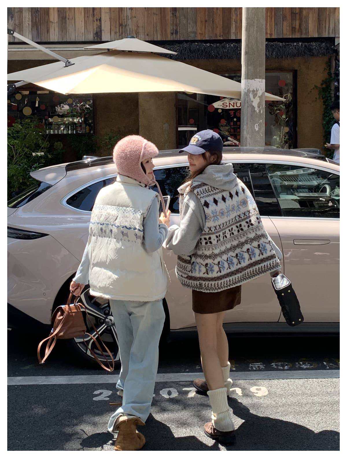 아메리칸 레트로 공정한 섬 양면 착용 베스트 남녀 배색 두꺼운 보온 개 눈 무늬 재킷 겨울 상세 이미지 10