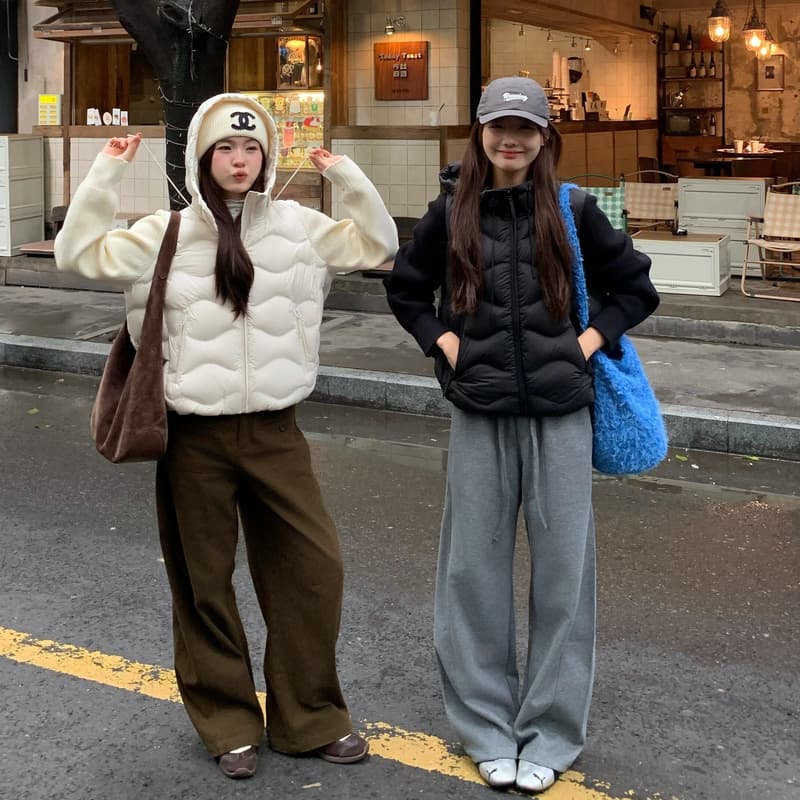 장 베이 베이 ibell 압력 접착제 서두르다 푹신한 연령 감소 보온 니트 패치워크 빛 아래 면화 의류 여성 코트 이미지 4