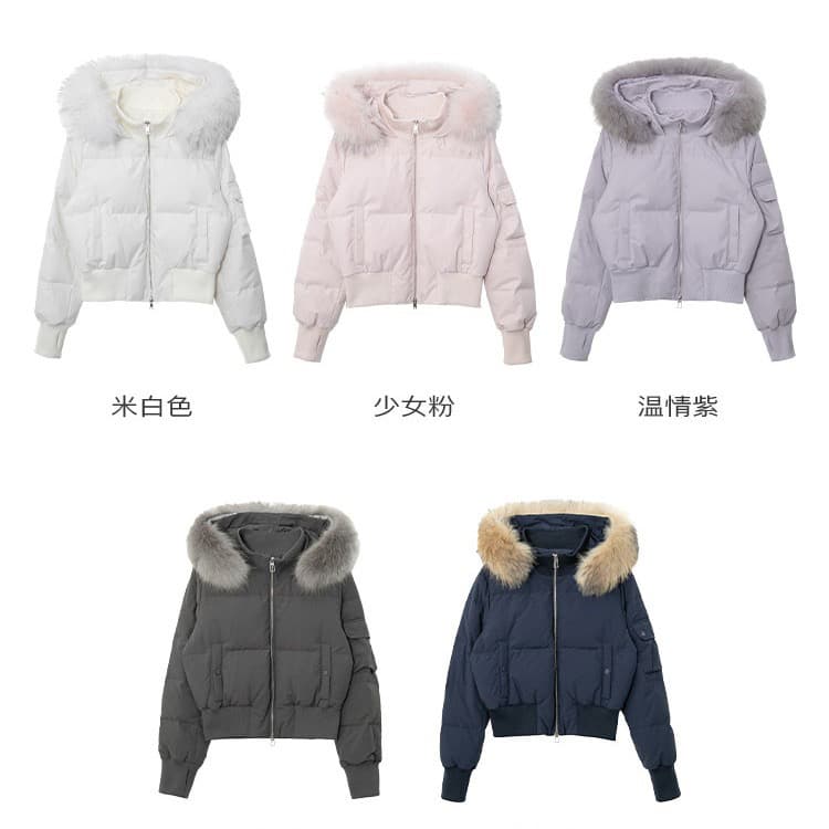 작은 마을 산산 눈 반사하다 阑珊 시뮬레이션 전갈 모피 칼라 면 의류 여성 겨울 방풍 쇼트 스타일 후드 작은 키 재킷 이미지 4