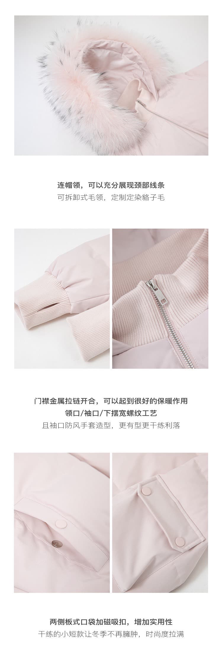 작은 마을 산산 눈 반사하다 阑珊 시뮬레이션 전갈 모피 칼라 면 의류 여성 겨울 방풍 쇼트 스타일 후드 작은 키 재킷 상세 이미지 3