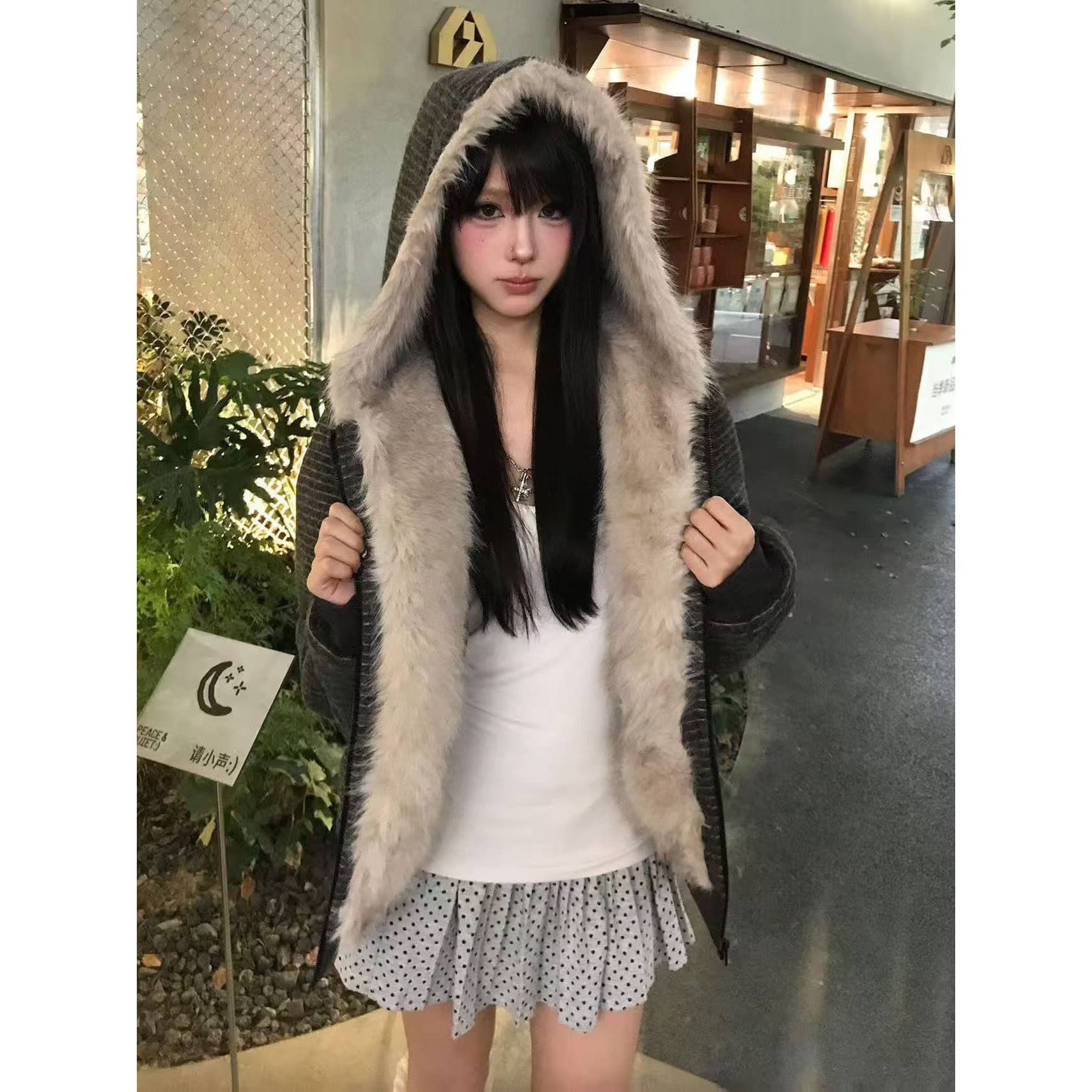 스트라이프 프로필 모양 모피 칼라 두꺼운 면 옷 남자 폭발 2026 새로운 좌 산 조각 여성 코트 머저리 이미지 5