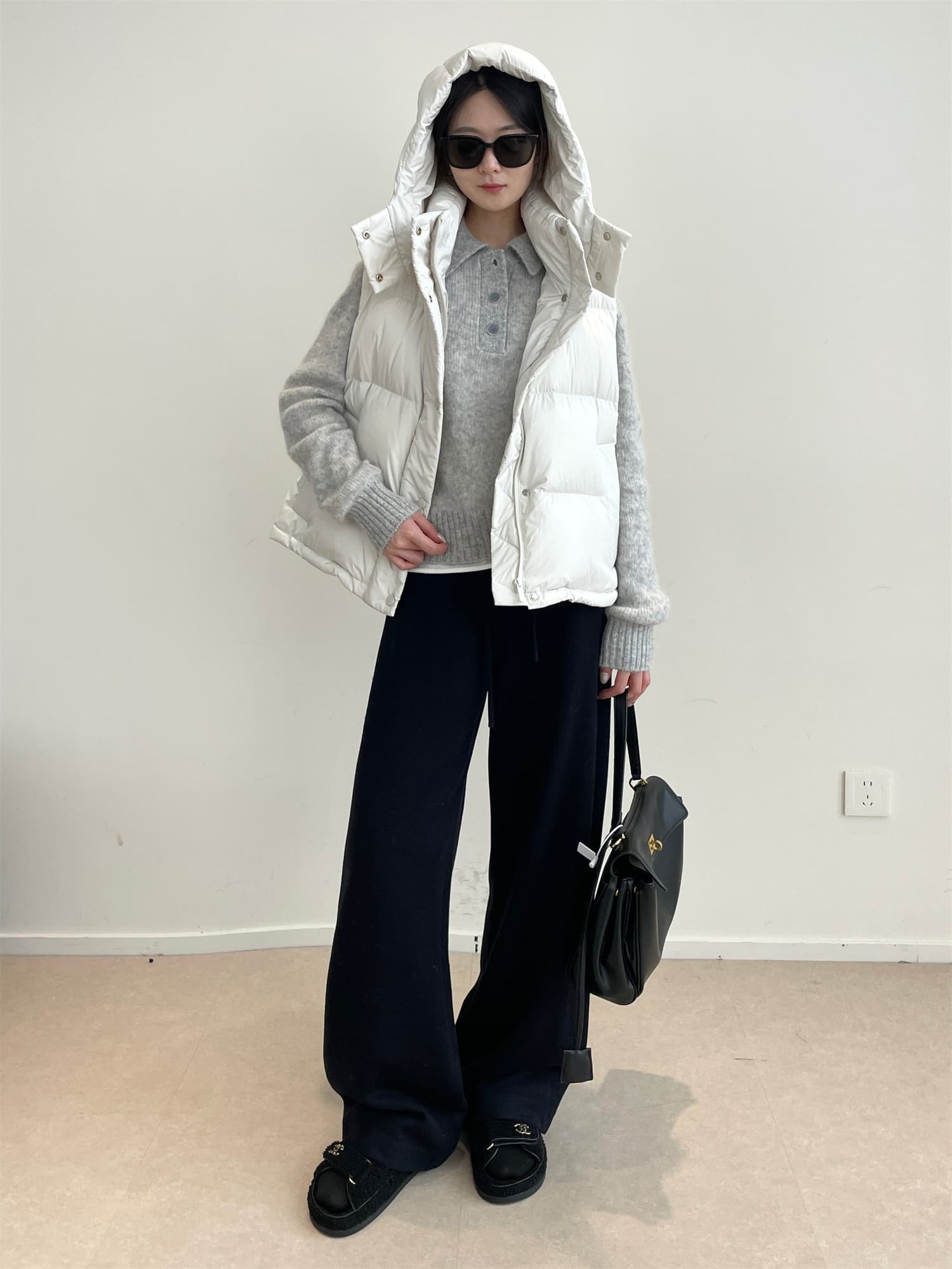 2026 새로운 한국 스타일 요가 후드 버블 푸 다운 코튼 베스트 여성 코트 상세 이미지 8