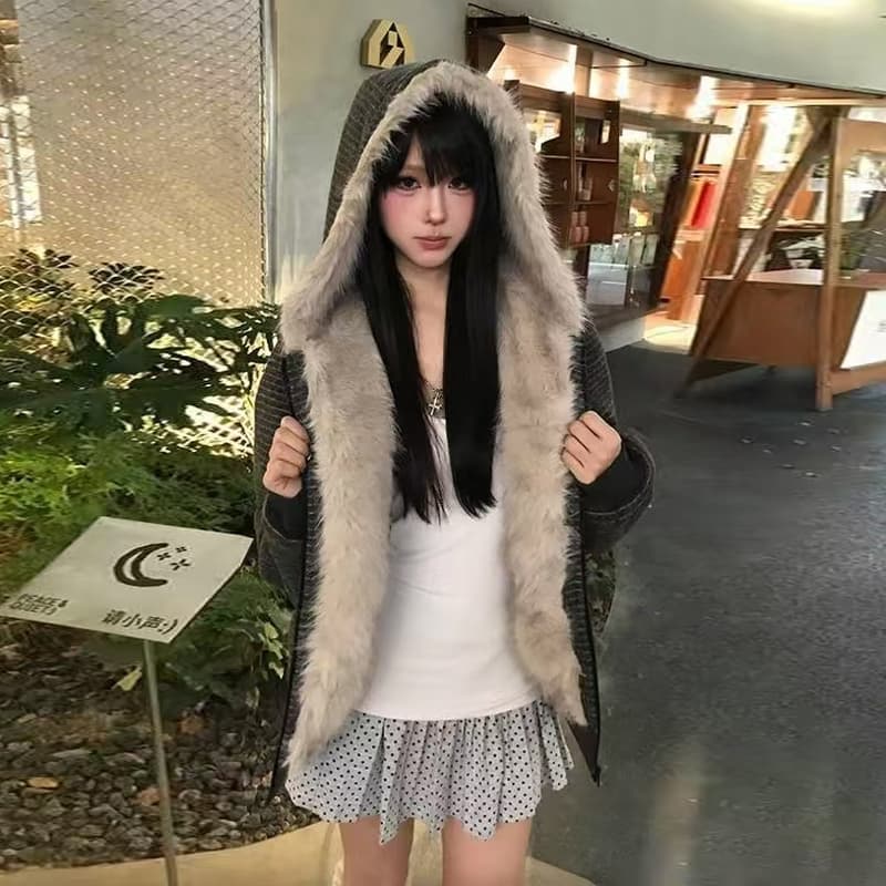 스트라이프 프로필 모양 모피 칼라 두꺼운 면 옷 남자 폭발 2026 새로운 좌 산 조각 여성 코트 머저리 이미지 3