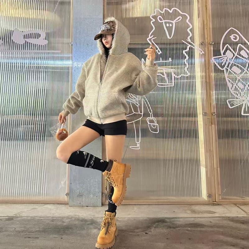 스트라이프 프로필 모양 모피 칼라 두꺼운 면 옷 남자 폭발 2026 새로운 좌 산 조각 여성 코트 머저리 이미지 5