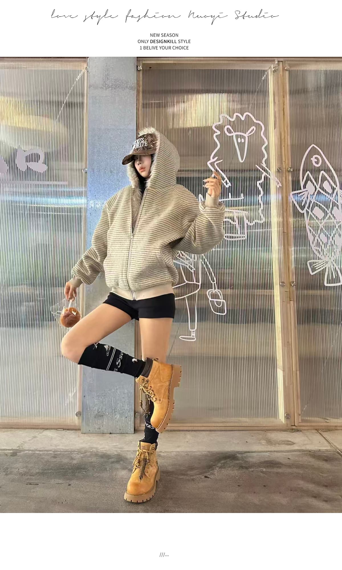 스트라이프 프로필 모양 모피 칼라 두꺼운 면 옷 남자 폭발 2026 새로운 좌 산 조각 여성 코트 머저리 상세 이미지 10