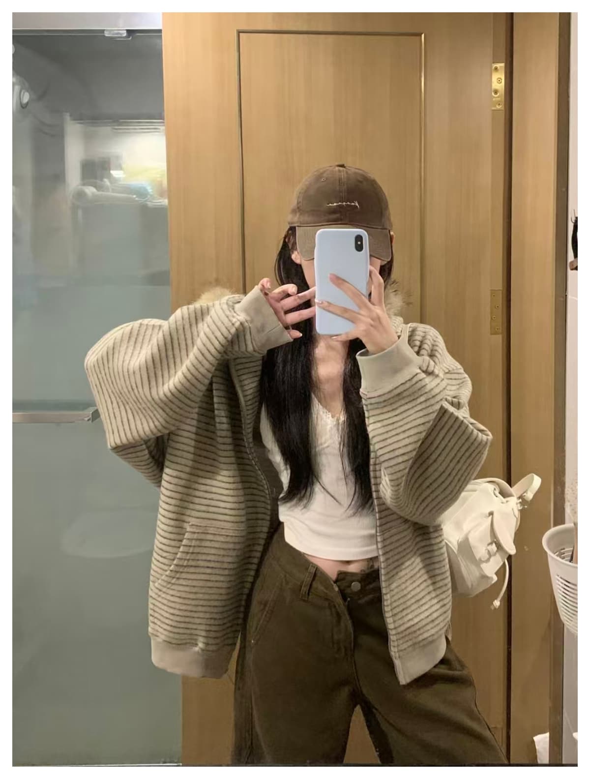 스트라이프 프로필 모양 모피 칼라 두꺼운 면 옷 남자 폭발 2026 새로운 좌 산 조각 여성 코트 머저리 상세 이미지 14