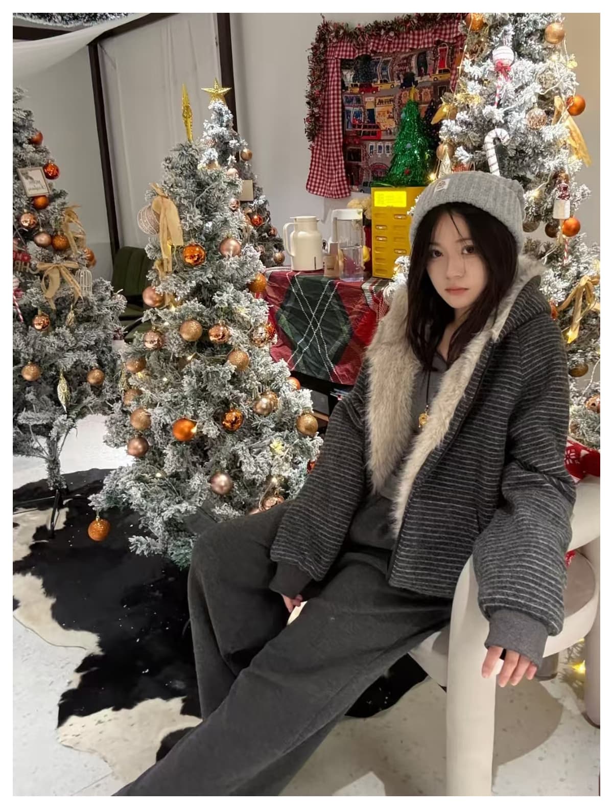 스트라이프 프로필 모양 모피 칼라 두꺼운 면 옷 남자 폭발 2026 새로운 좌 산 조각 여성 코트 머저리 상세 이미지 26