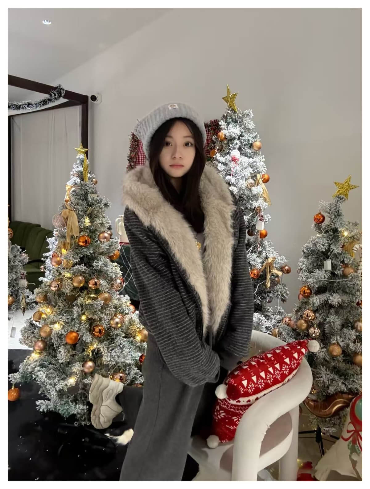 스트라이프 프로필 모양 모피 칼라 두꺼운 면 옷 남자 폭발 2026 새로운 좌 산 조각 여성 코트 머저리 상세 이미지 27