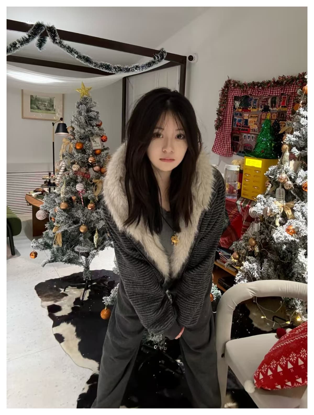 스트라이프 프로필 모양 모피 칼라 두꺼운 면 옷 남자 폭발 2026 새로운 좌 산 조각 여성 코트 머저리 상세 이미지 29