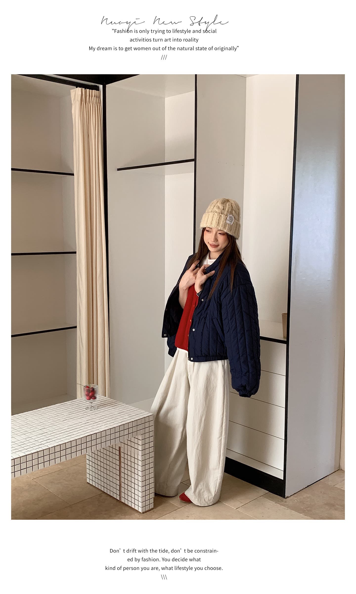 실사 색상 컬러 짜임 표 세로 줄무늬 Rational 겨울 폴로 칼라 작은 키 가벼움 면 의류 달콤함 한국 스타일 루즈핏 면 옷 재킷 상세 이미지 32