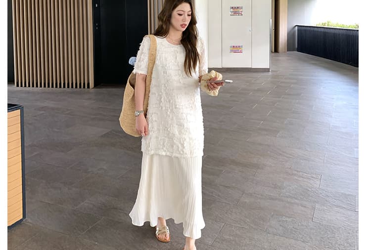 임산부 쉬폰 패치워크 여름 프랑스식 낭만주의 자카드 홀로우 아웃 우아한 드레스 상세 이미지 23