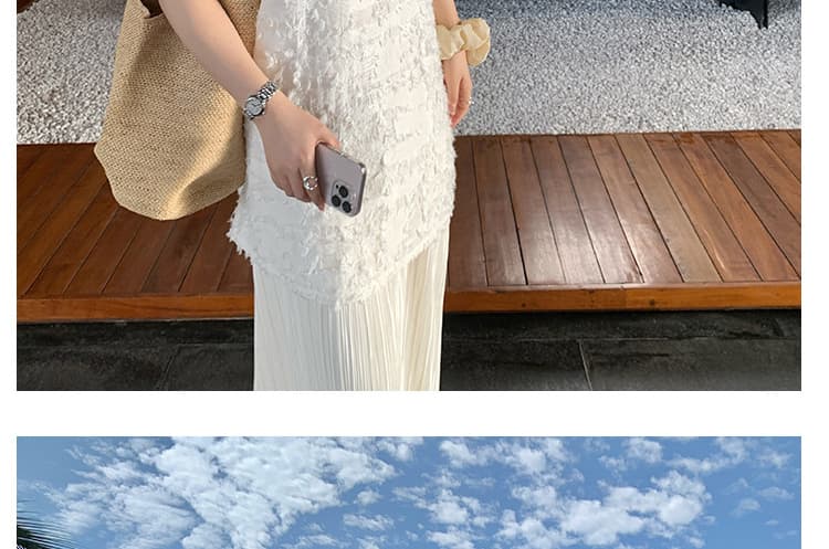 임산부 쉬폰 패치워크 여름 프랑스식 낭만주의 자카드 홀로우 아웃 우아한 드레스 상세 이미지 42