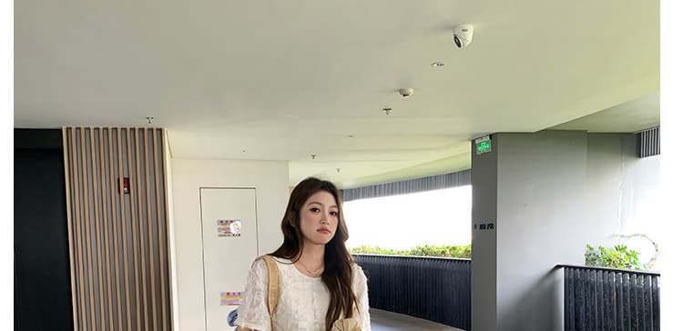 임산부 쉬폰 패치워크 여름 프랑스식 낭만주의 자카드 홀로우 아웃 우아한 드레스 상세 이미지 48
