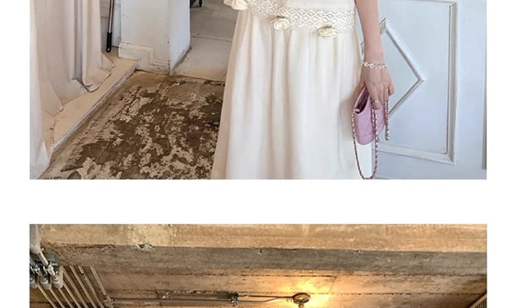 선물 물품 여름 새로운 질감 섹션 3 차원 장미 엠보싱 무거운 작업 거품 소매 라운드 넥 작은 셔츠 반신 치마 세트 상세 이미지 23