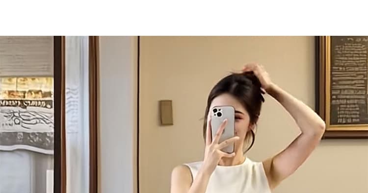 2026 새로운 임산부 프랑스식 화이트 프릴 민소매 맨위 돼지 코 버클 슬림해 보이는 반신 스커트 투피스 세트 세트 상세 이미지 32
