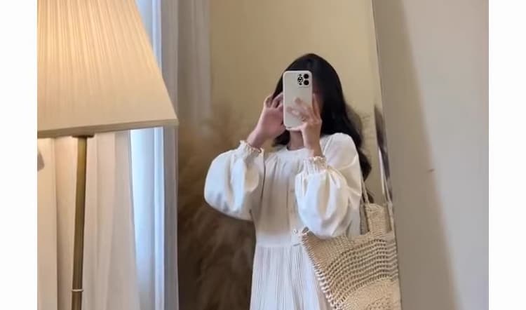 지금 지금 2026 가을 새로운 임산부 드레스 루즈핏 슬림해 보이는 플리츠 라운드 넥 미니멀리즘 느긋한 문예 출산 착용 상세 이미지 23