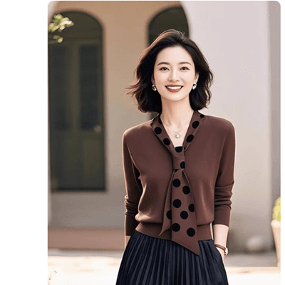 브라운 숄 몸매 가꾸기 인사이드 가져 가라. 니트 스웨터 여성 여름 새로운 디자인 센스 작은 대중 Chic 품격 기본 셔츠 맨위 이미지 2