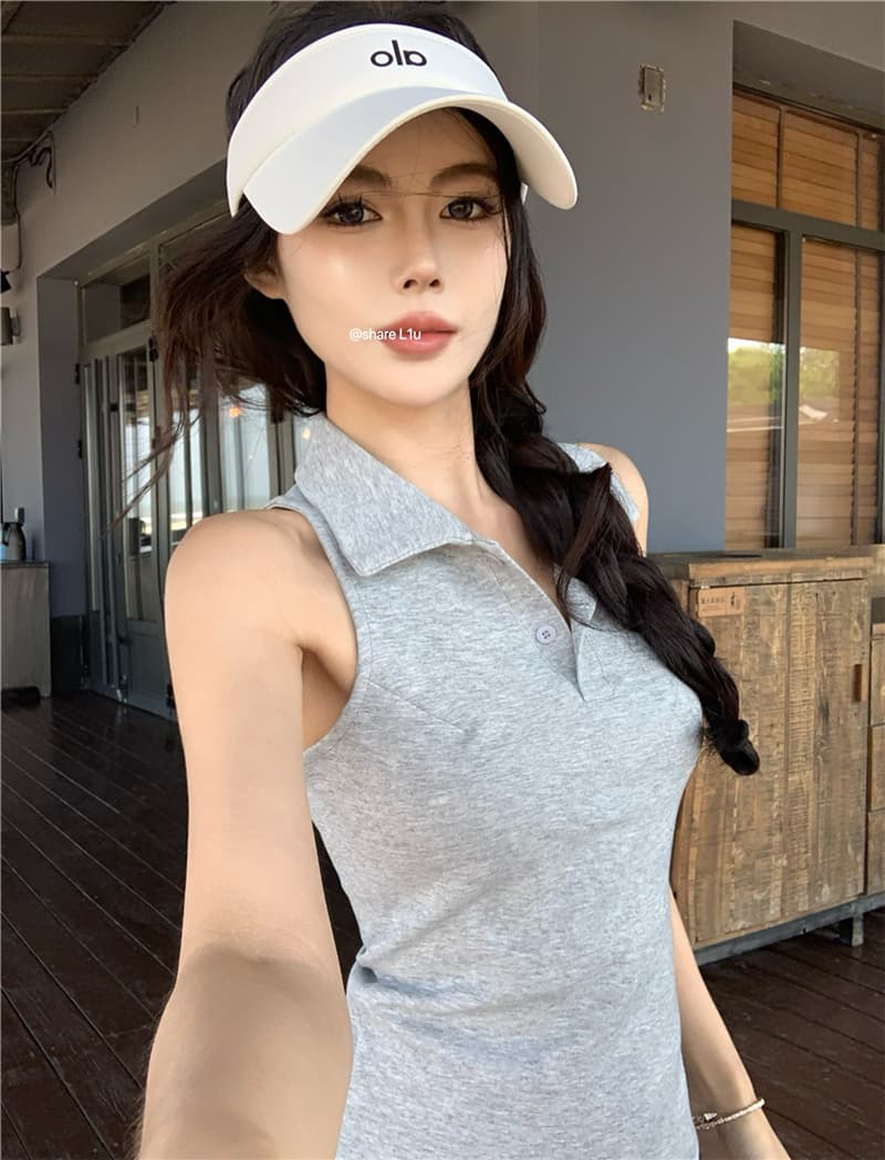 실사 섹시함 여름 일본과 한국 여성 학원 스타일 발굴하다 어깨 POLO 칼라 조끼 맨위 티셔츠 여성 상세 이미지 18