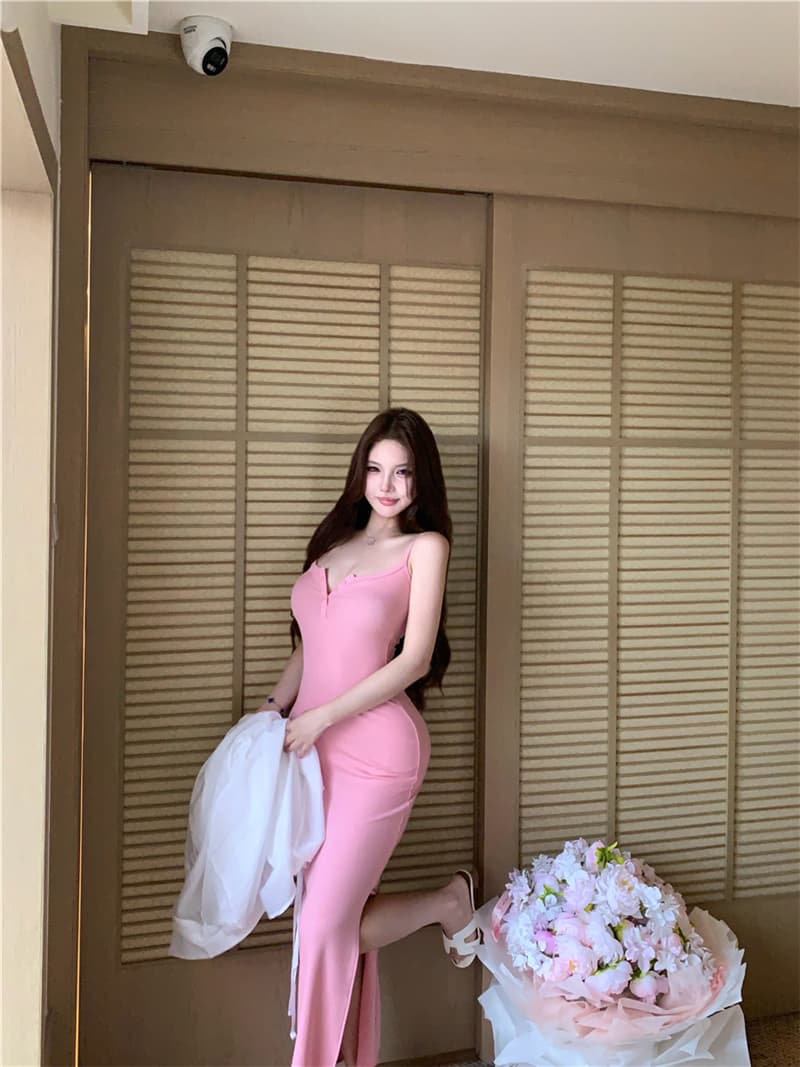 실사 여름 섹시함 허리 수축 슬림해 보이는 트임 타이트 스커트 슬립 드레스 롱 스커트 여성 태양 보호 셔츠 셔츠 재킷 상세 이미지 24