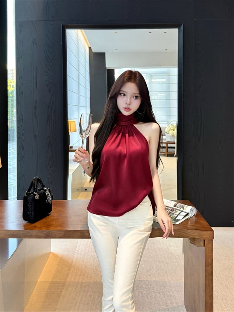 실사 여름 섹시함 루즈핏 망토 민소매 조끼 다용도 맨위 여성 상세 이미지 4