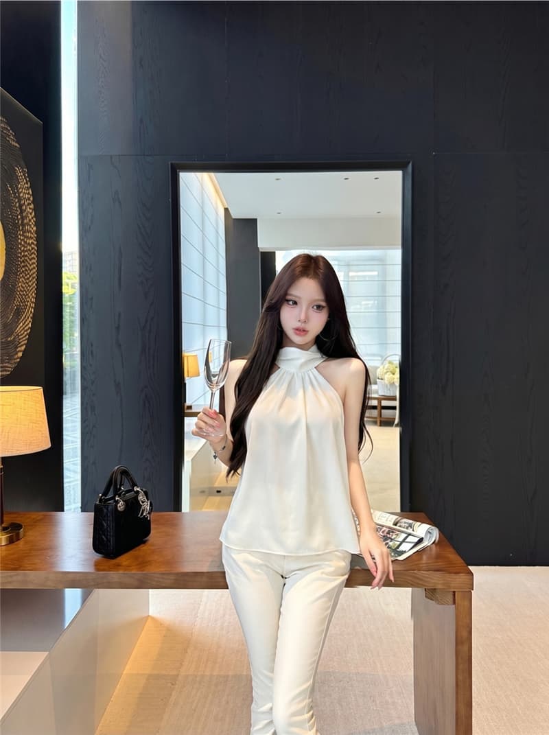 실사 여름 섹시함 루즈핏 망토 민소매 조끼 다용도 맨위 여성 상세 이미지 8