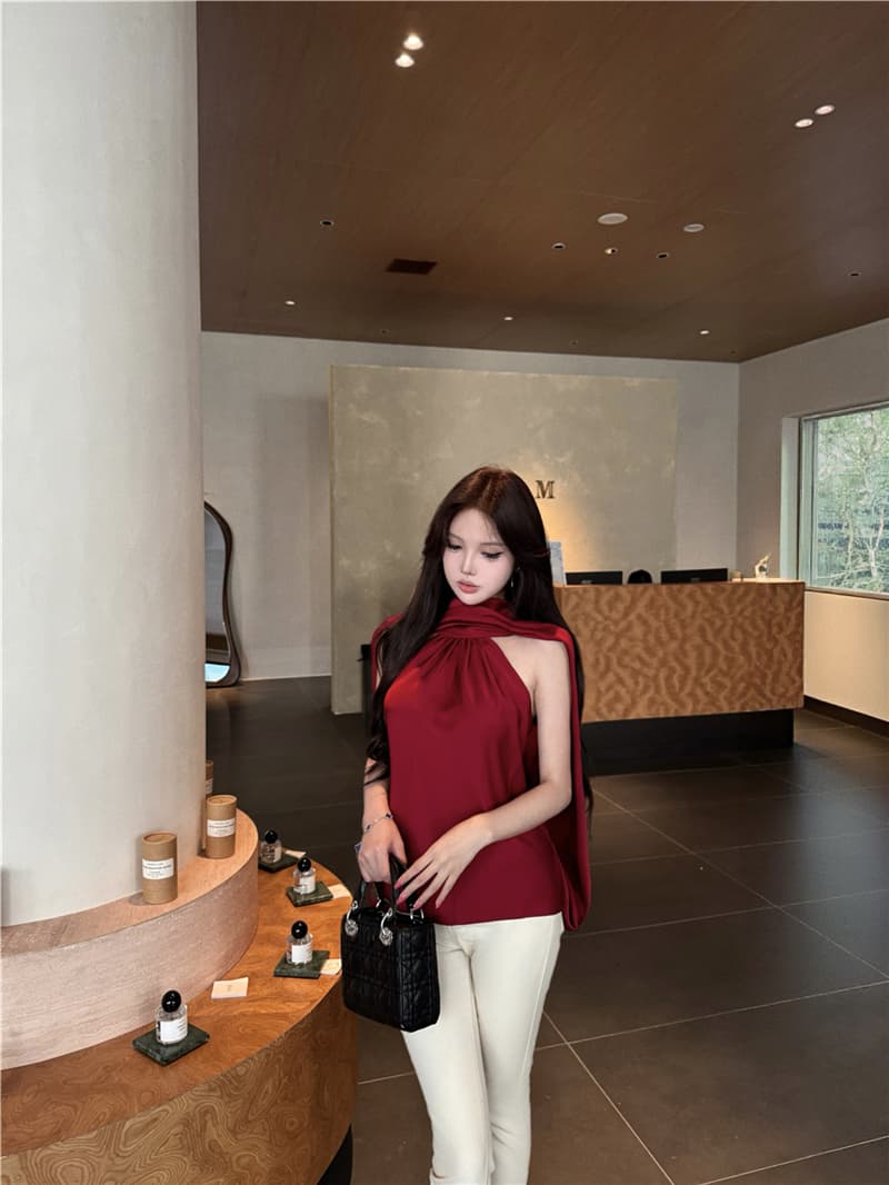 실사 여름 섹시함 루즈핏 망토 민소매 조끼 다용도 맨위 여성 상세 이미지 14