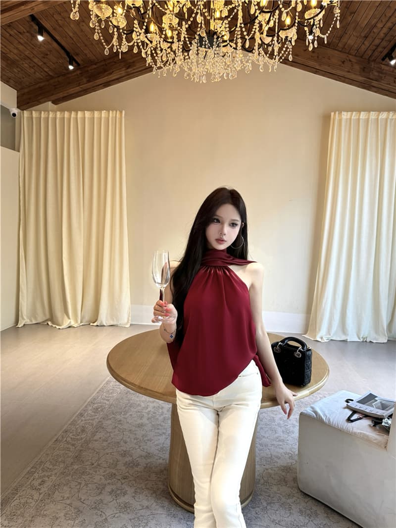 실사 여름 섹시함 루즈핏 망토 민소매 조끼 다용도 맨위 여성 상세 이미지 15